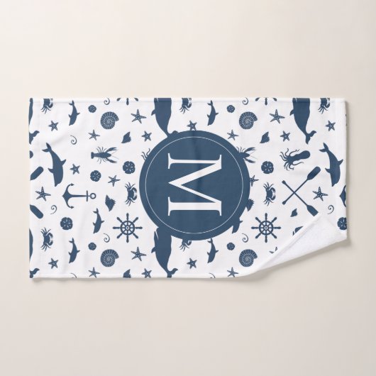 Seemarine-Blauwal-Delphin-Anker Badhandtuch Set (Handtuch)