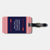 Seemarine-Rot-Streifen anker-Kapitän-Name | Gepäckanhänger (Rückseite horizontal)