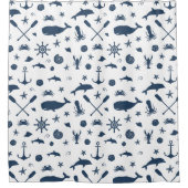 Seemarine und weißer Wal Dolpin Krabbe elegant Duschvorhang (Vorderseite)