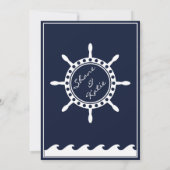 Seemarineblau- und -WEISShochzeitseinladungen Einladung (Rückseite)