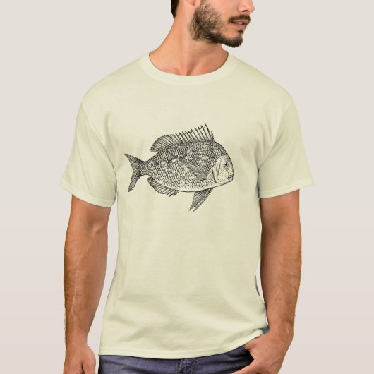 Seemarinekunstillustration der Vintagen Fische T-Shirt (Vorderseite)
