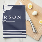 Seemeerjungfrau-weiße Streifen u. Marine Geschirrtuch (Viertel Falte)