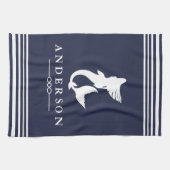 Seemeerjungfrau-weiße Streifen u. Marine Geschirrtuch (Horizontal)
