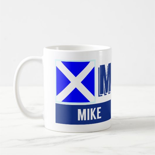 SeeMike des flaggen-Alphabet-"M" Kaffeetasse (Links)