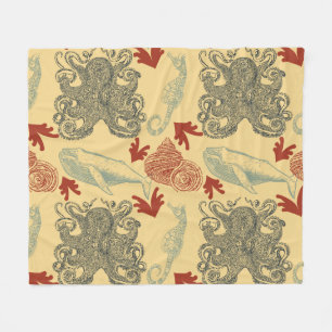 Seemonster-Illustration Fleecedecke