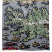 Seemonster von Island 1585 Karte Duschvorhang (Vorderseite)