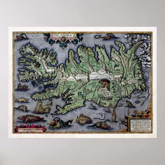 Seemonster von Island 1585 Karte Poster (Vorne)