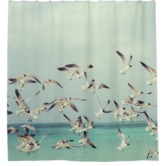 Seemöven-im Flug Duschvorhang (Vorderseite)