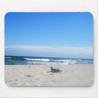 Seemöwe auf dem Strand-Jersey-Ufer-Ozean Mousepad