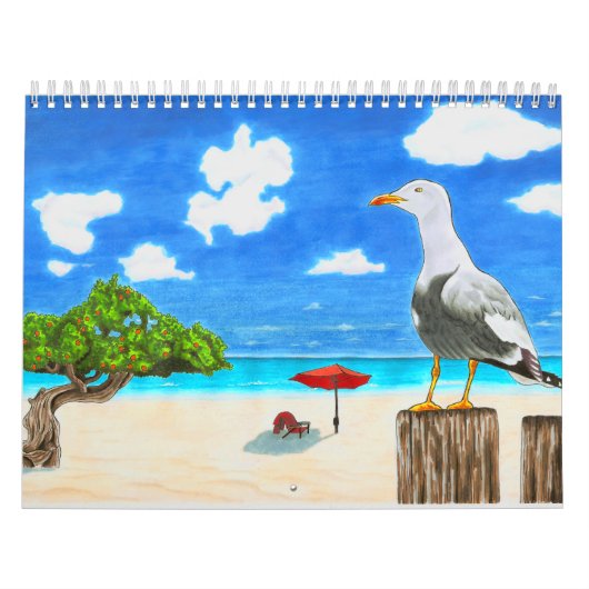 Seemöwe auf einem sonnigen Strand unter Kalender (Titelbild)