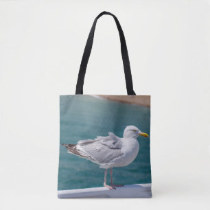 Seemöwe auf Geländer Taschen-Tasche Tasche