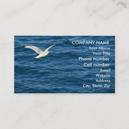 Seemöwe im Flug über Wasser Visitenkarte (Vorderseite)