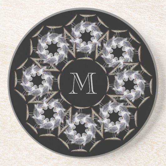 Seemöwe-mit Monogramm Untersetzer (Vorne)
