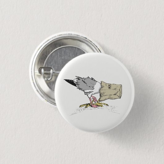 Seemöwe versagen lustige Vogel-Illustration des Button (Vorne & Hinten)