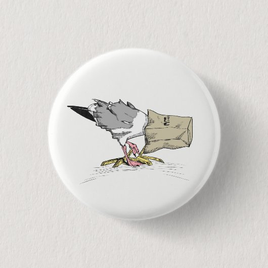 Seemöwe versagen lustige Vogel-Illustration des Button (Vorderseite)