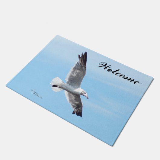 Seemöwefliegen Willkommens-Fußmatte Fußmatte (Schrägansicht)