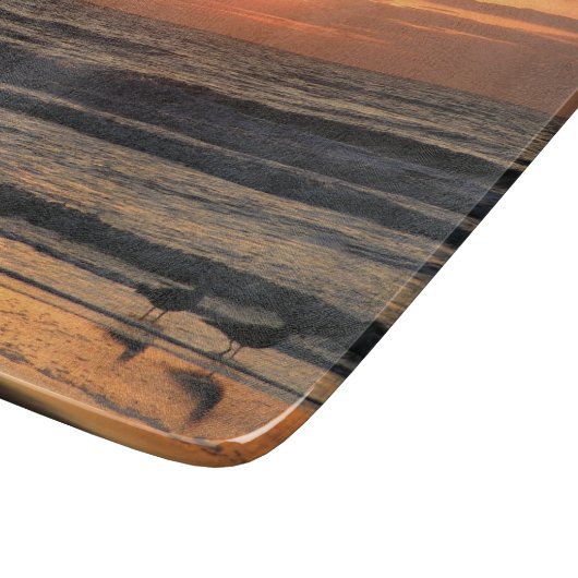 Seemöwen am Sonnenuntergang Schneidebrett (Ecke)