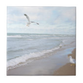 Seemöwen am Strand Fliese (Vorderseite)