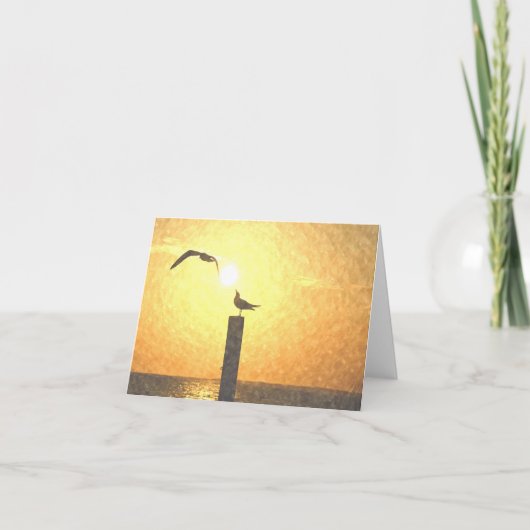 Seemöwen an der Dämmerung Notecard Dankeskarte (Vorderseite)