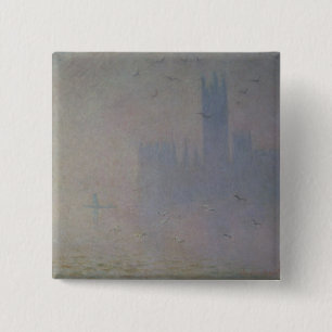 Seemöwen Claude Monets   über Häusern des Button