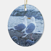 Seemöwen, die auf dem Strand-Foto küssen Keramik Ornament (Links)