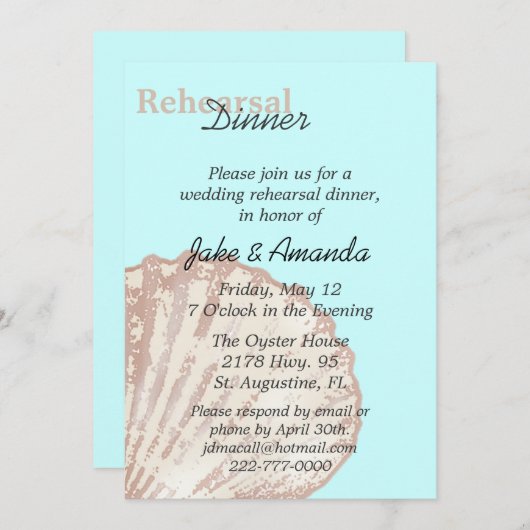 SeeMuschel-Hochzeits-Proben-Abendessen-Einladung Einladung (Vorne/Hinten)