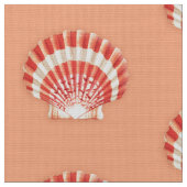 SeeMuschel - korallenrotes Orange und weiß Stoff (Nahaufnahme)
