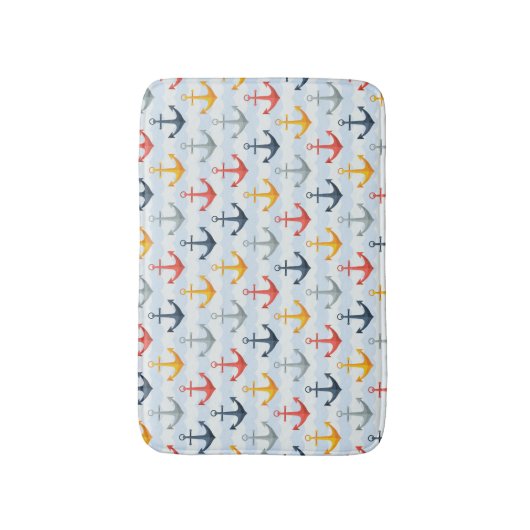 Seemuster mit Ankern Badematte (Vorderseite Vertikal)