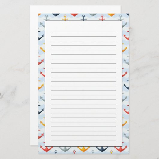 Seemuster mit Ankern Briefpapier (Vorne/Hinten)