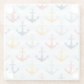 Seemuster mit Ankern Glasuntersetzer (Rückseite)