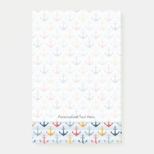 Seemuster mit Ankern Post-it Klebezettel (Vorderseite)