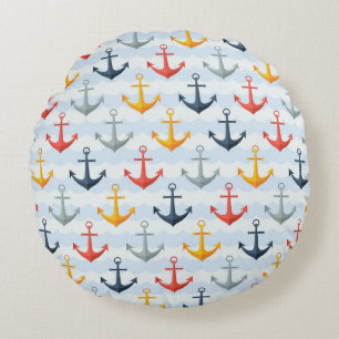 Seemuster mit Ankern Rundes Kissen