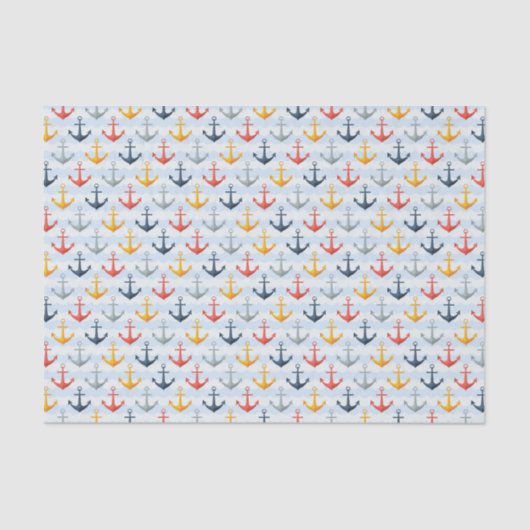 Seemuster mit Ankern Seidenpapier (Vorderseite)