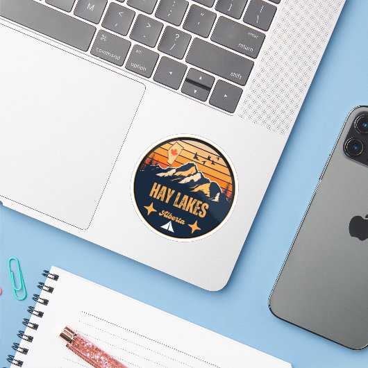 Seen, Alberta Aufkleber (Laptop mit iPhone)