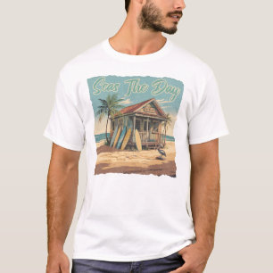 Seen Der Tag Vintage Surfhütte Kunst T-Shirt