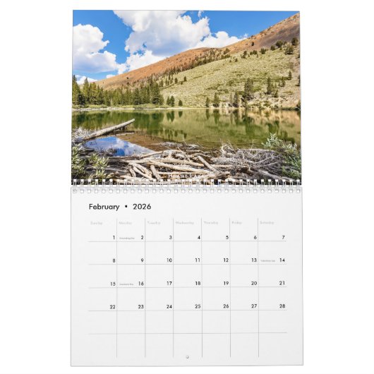 Seen im Mammut-Seenbecken, Kalifornien-Kalender Kalender (Feb 2026)