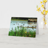 Seen mit Cattails Enten und Dock Karte (Gelbe Blume)