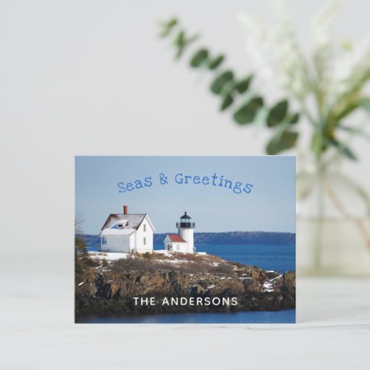 Seen und Gruß Leuchtturm Urlaub Postkarte (Stehend Vorderseite)