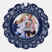 Seen und Grüße Poinsettia Ankerschneeflocken Ornament Karte (Vorderseite)