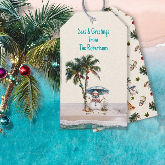 Seen und Grüße Sand Snowman Weihnachten Geschenkanhänger