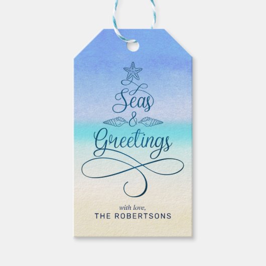 Seen und Grüße Script Weihnachten Strand Geschenkanhänger (Vorderseite)