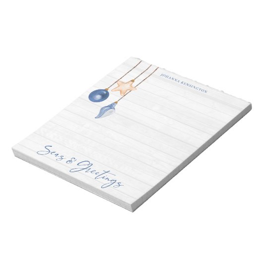 Seen und Grüße Seashell Ornament Holz Notizblock (Rotiert)