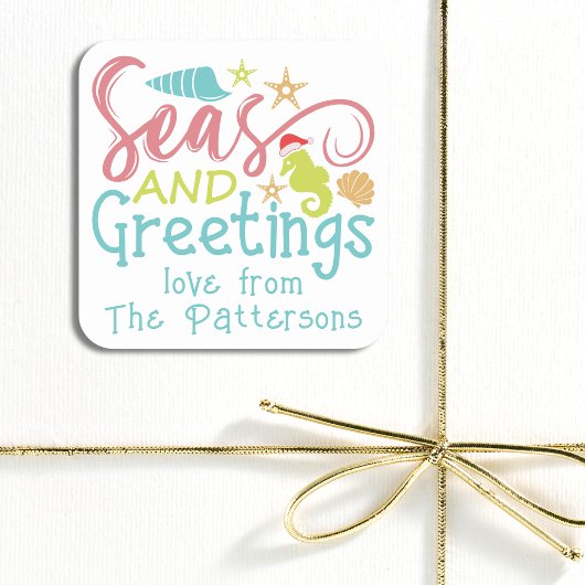 Seen und Grüße Strand Weihnachten Quadratischer Aufkleber