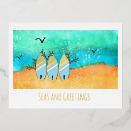 Seen und Grüße Weihnachten Strand mit Rudolph Folien Feiertagspostkarte