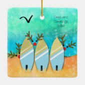 Seen und Grüße Weihnachten Strand mit Rudolph Keramikornament (Rückseite)