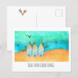 Seen und Grüße Weihnachten Strand mit Rudolph Postkarte