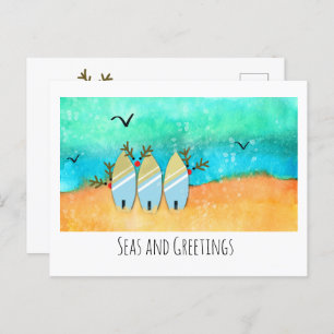 Seen und Grüße Weihnachten Strand mit Rudolph Postkarte