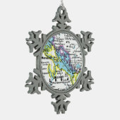 Seen Winnipesaukee Karte Schneeflocken Zinn-Ornament (Links)