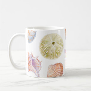 Seenahtloser Teil von Muscheln. Wasserfarbe Kaffeetasse