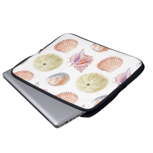 Seenahtloser Teil von Muscheln. Wasserfarbe Laptopschutzhülle (Vorne Knopf)